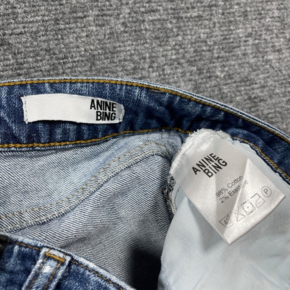 Anine Bing Jeans Womens 30x30 Blue Mid Wash Distressed Mid Rise Jeans 0967 - Picture 3 of 9